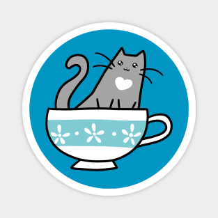 Teacup Blue Cat Magnet